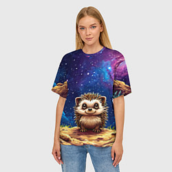 Футболка оверсайз женская Ежик и звездное небо, цвет: 3D-принт — фото 2