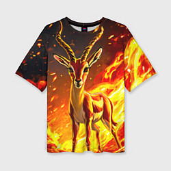 Женская футболка оверсайз Газель в огне
