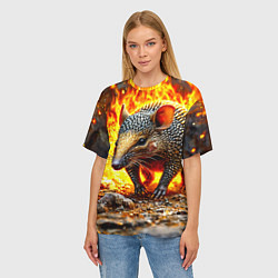Футболка оверсайз женская Броненосец в огне, цвет: 3D-принт — фото 2