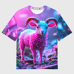 Футболка оверсайз женская Козлик в розовом, цвет: 3D-принт