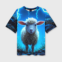 Женская футболка оверсайз Овечка в разрядах молнии