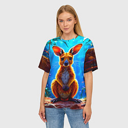 Футболка оверсайз женская Кенгуру в джунглях, цвет: 3D-принт — фото 2