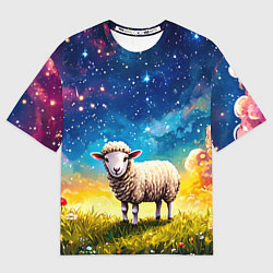 Футболка оверсайз женская Овечка и звездное небо, цвет: 3D-принт