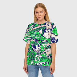 Футболка оверсайз женская The Sims стикеры, цвет: 3D-принт — фото 2