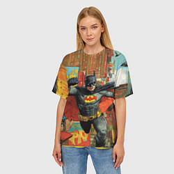Футболка оверсайз женская Бэтмен на фоне города, цвет: 3D-принт — фото 2