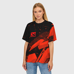 Футболка оверсайз женская Dota 2 - красные брызги, цвет: 3D-принт — фото 2