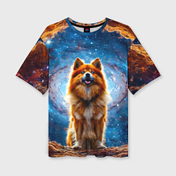 Футболка оверсайз женская Финский лаппхунд в космосе, цвет: 3D-принт