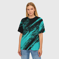 Футболка оверсайз женская The color is black and light blue, цвет: 3D-принт — фото 2