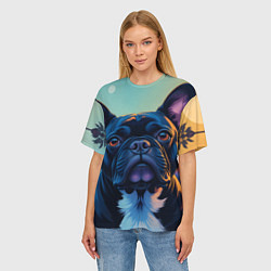Футболка оверсайз женская Вечер и бульдог, цвет: 3D-принт — фото 2