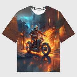 Футболка оверсайз женская Скелет байкер, цвет: 3D-принт