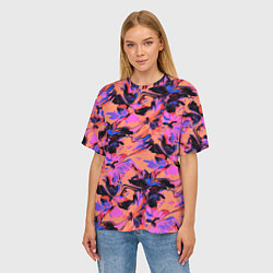 Футболка оверсайз женская Абстрактные цветы - текучая краска, цвет: 3D-принт — фото 2