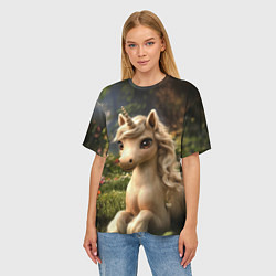 Футболка оверсайз женская Единорожка кофейного цвета, цвет: 3D-принт — фото 2