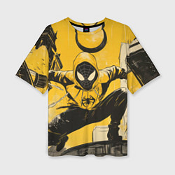 Женская футболка оверсайз Черный человек-паук