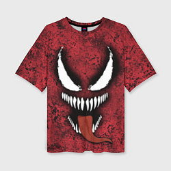 Футболка оверсайз женская Веном красный и черный симбиот, цвет: 3D-принт