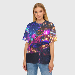 Футболка оверсайз женская Человек-паук и фиолетовый свет, цвет: 3D-принт — фото 2