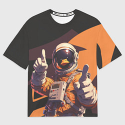 Женская футболка оверсайз Птичий астронавт