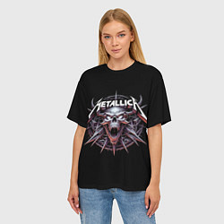 Футболка оверсайз женская Metallica - cool skull with horns, цвет: 3D-принт — фото 2