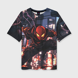 Футболка оверсайз женская Человек паук в черном, цвет: 3D-принт