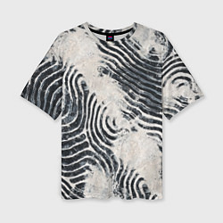 Футболка оверсайз женская Текстура гранж - абстрактные линии, цвет: 3D-принт