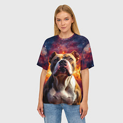 Футболка оверсайз женская Американский булль в космосе, цвет: 3D-принт — фото 2