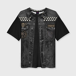 Футболка оверсайз женская Джинсовка с славянским викингом и татуировками, цвет: 3D-принт