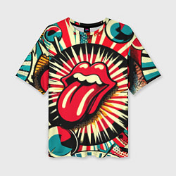 Футболка оверсайз женская Logo of the Rolling Stones - pop art, цвет: 3D-принт