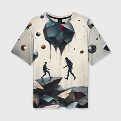 Футболка оверсайз женская Сюрреалистичные люди и камни, цвет: 3D-принт