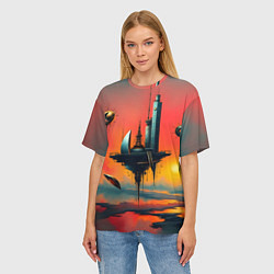 Футболка оверсайз женская Абстракция в стиле сюрреализма, цвет: 3D-принт — фото 2