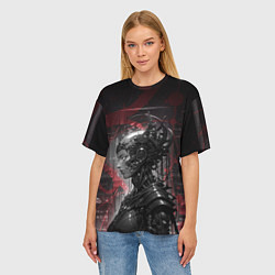Футболка оверсайз женская Футуристичная кибернетическая жница, цвет: 3D-принт — фото 2