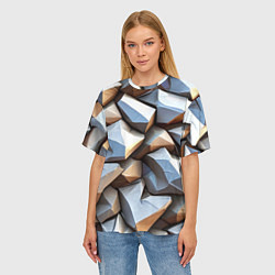 Футболка оверсайз женская Каменно металлическая абстракция, цвет: 3D-принт — фото 2
