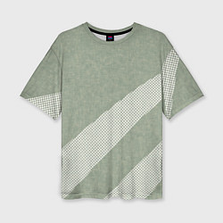 Футболка оверсайз женская Светлый серо-зелёный абстрактный, цвет: 3D-принт