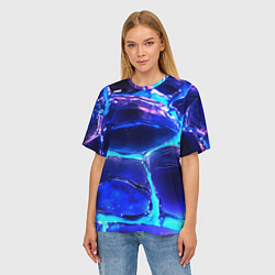 Футболка оверсайз женская Объемные плиты в неоновом свечение, цвет: 3D-принт — фото 2