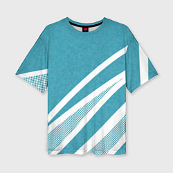Футболка оверсайз женская Бело-голубой абстракция с полосами, цвет: 3D-принт