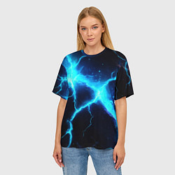 Футболка оверсайз женская Голубой разлом из молний, цвет: 3D-принт — фото 2