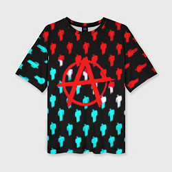 Футболка оверсайз женская Анархия человечки паттерн, цвет: 3D-принт