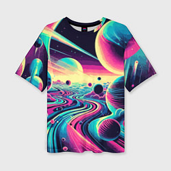 Футболка оверсайз женская Неоновый разноцветный космос, цвет: 3D-принт