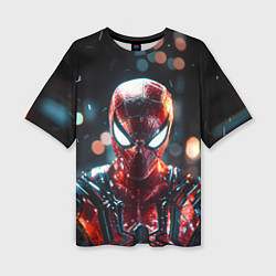 Футболка оверсайз женская Человек-паук и вспышки света, цвет: 3D-принт