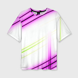 Футболка оверсайз женская Green white pink line, цвет: 3D-принт