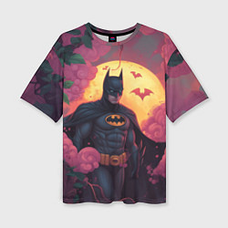 Футболка оверсайз женская Бэтмен и дерево с цветами, цвет: 3D-принт