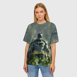 Футболка оверсайз женская Бэтмен зеленые краски, цвет: 3D-принт — фото 2