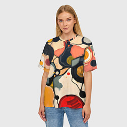 Футболка оверсайз женская Абстракция с кругами и краской, цвет: 3D-принт — фото 2