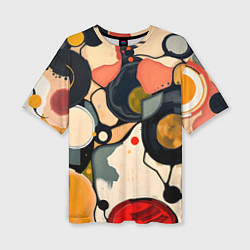 Футболка оверсайз женская Абстракция с кругами и краской, цвет: 3D-принт