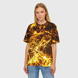 Футболка оверсайз женская Текстура золотые нити, цвет: 3D-принт — фото 2