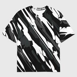 Футболка оверсайз женская Разводы белым на черном, цвет: 3D-принт