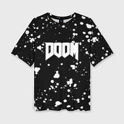 Футболка оверсайз женская Doom белые краски всплеск, цвет: 3D-принт