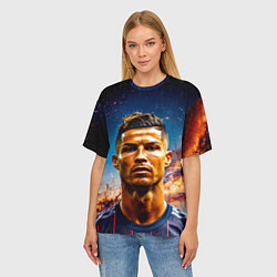 Футболка оверсайз женская Криштиану Роналду в космосе, цвет: 3D-принт — фото 2