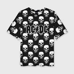 Футболка оверсайз женская AC DC rock skull, цвет: 3D-принт