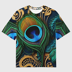 Футболка оверсайз женская Узоры и перья павлина, цвет: 3D-принт