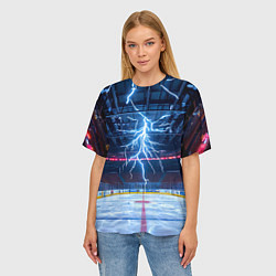 Футболка оверсайз женская Удар молнии в хоккейную площадку, цвет: 3D-принт — фото 2
