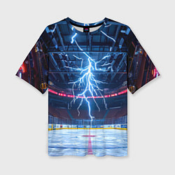 Футболка оверсайз женская Удар молнии в хоккейную площадку, цвет: 3D-принт